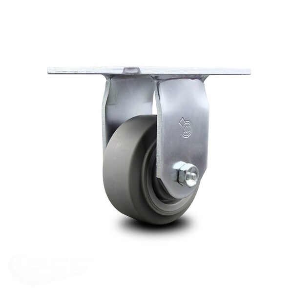 4 Inch Heavy Duty Thermoplastic Rubber Rigid Caster with Roller Bearing SCC